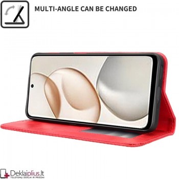Dirbtinės odos atverčiamas dėklas su skyreliais - raudonas (Huawei Honor 400 Smart) Dirbtinės odos atverčiamas dėklas su skyreliais - raudonas (Huawei Honor 400 Smart)